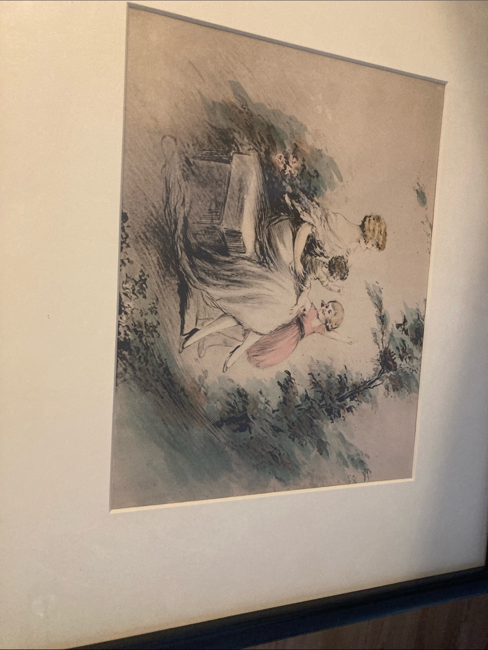Original Art Deco 1910 print in black lack of frame